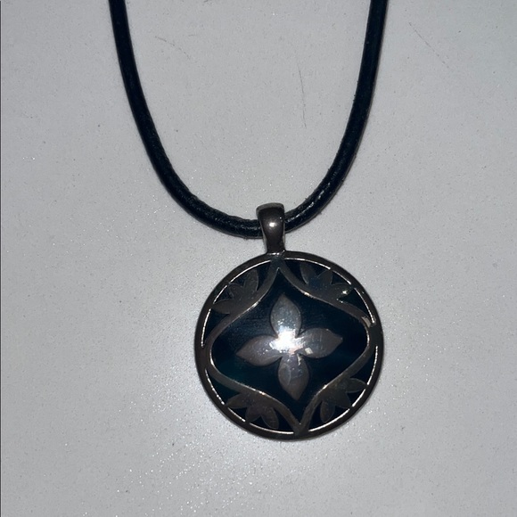 Liz & Co. Black And Silver Floral Pendant Necklace